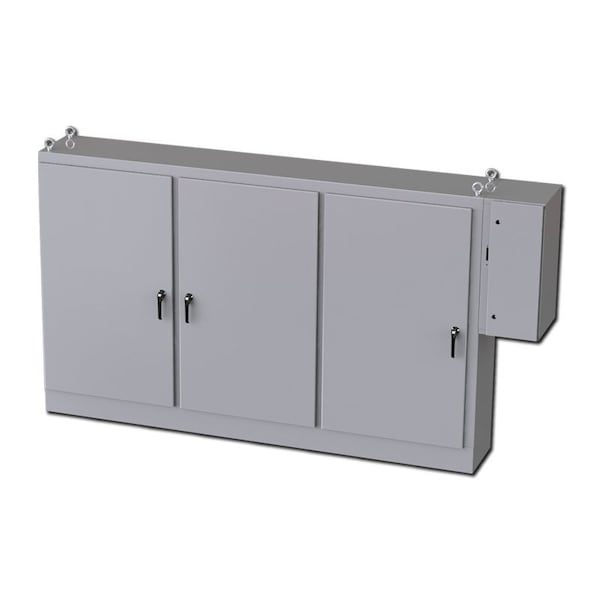 3 Point Latch with Padlock Handle Electrical Enclosures, 72 in H, 18 in D, 117-1/2 in W
